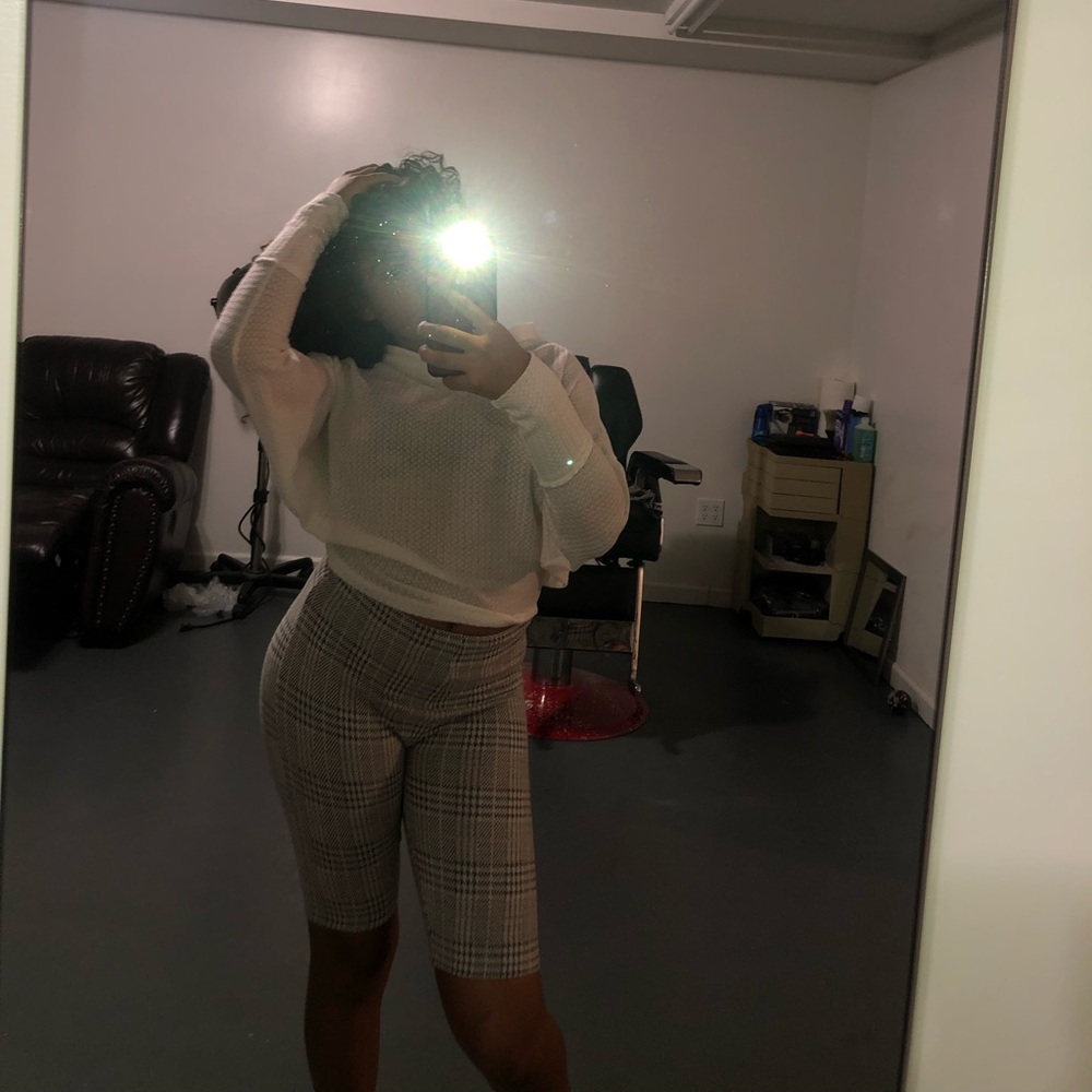 Flannel Print Biker Shorts